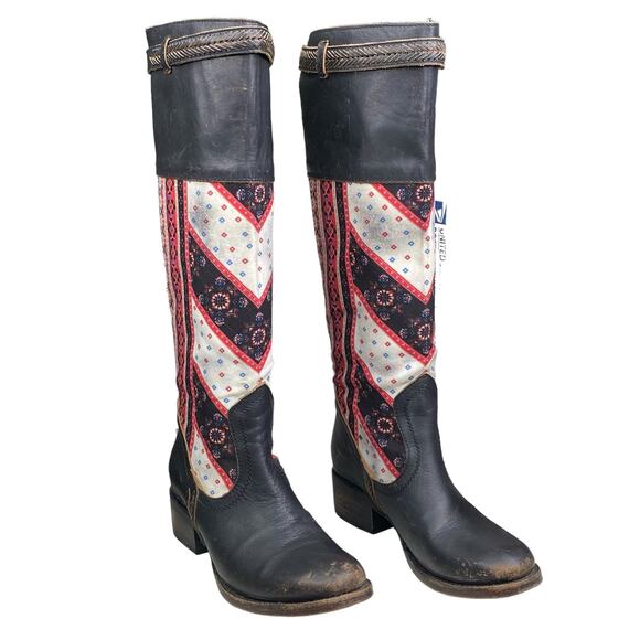 Freebird By Steven Women's Sulli Black Leather Fabric Riding Boots Size US 6 - Picture 5 of 12